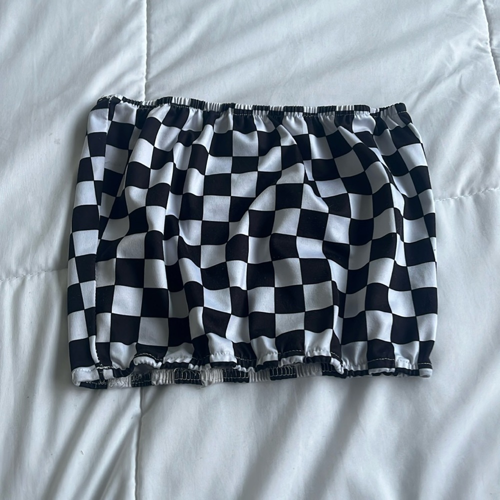 checkered tube top